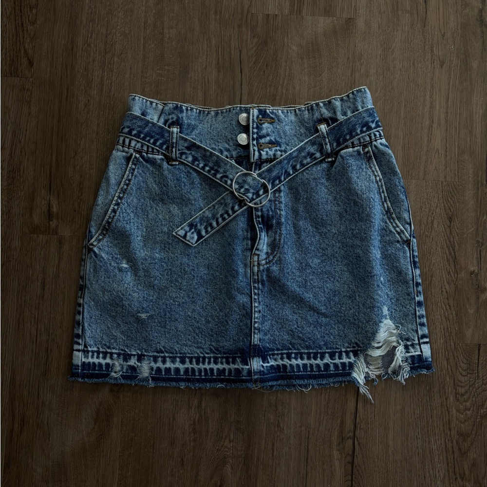 Forever 21 Blue Denim Mini Skirt with Belt